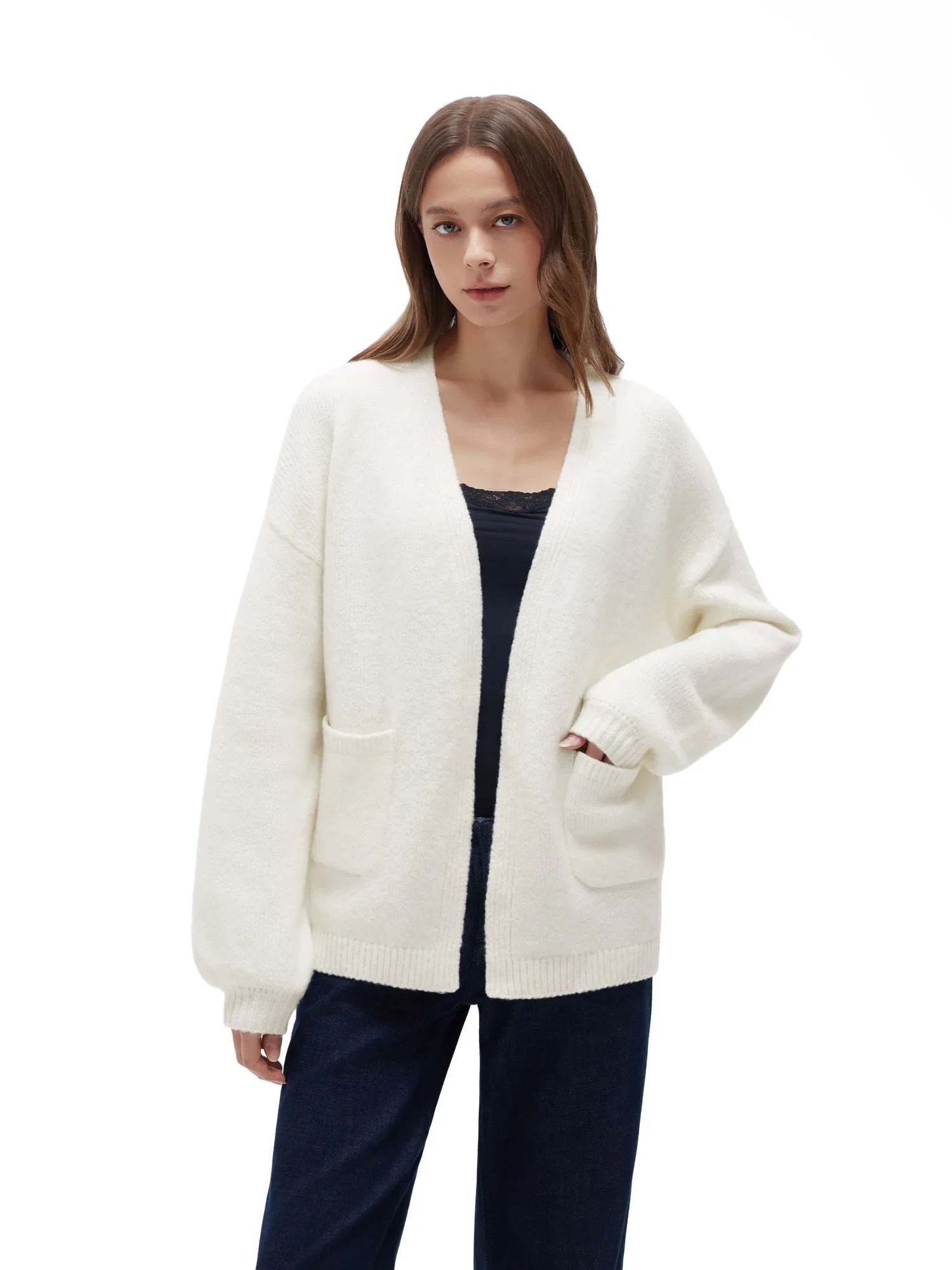 Cashmere Open Front Cardigan Sweaters-SS-White-XS-SUUKSESS