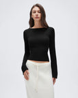 Cashmere Cinched Waist Boat Neck Bell Sleeve Sweaters-SUUKSESS-Black-XS-SUUKSESS