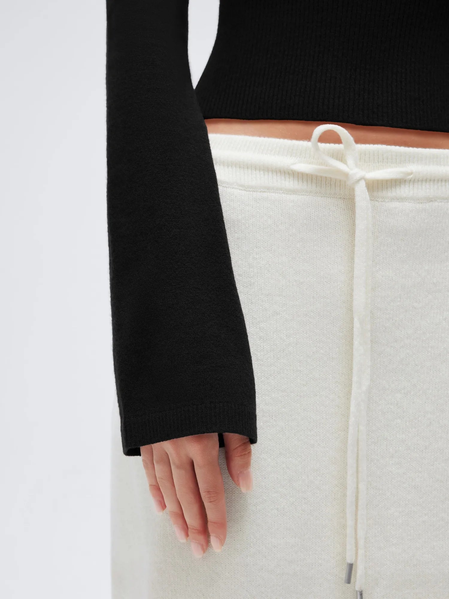 Cashmere Cinched Waist Boat Neck Bell Sleeve Sweaters-SUUKSESS-SUUKSESS
