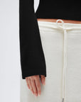 Cashmere Cinched Waist Boat Neck Bell Sleeve Sweaters-SUUKSESS-SUUKSESS