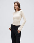 Cashmere Cinched Waist Boat Neck Bell Sleeve Sweaters-SUUKSESS-SUUKSESS