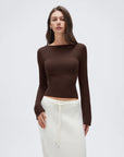 Cashmere Cinched Waist Boat Neck Bell Sleeve Sweaters-SUUKSESS-Brown-XS-SUUKSESS