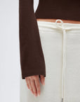 Cashmere Cinched Waist Boat Neck Bell Sleeve Sweaters-SUUKSESS-SUUKSESS