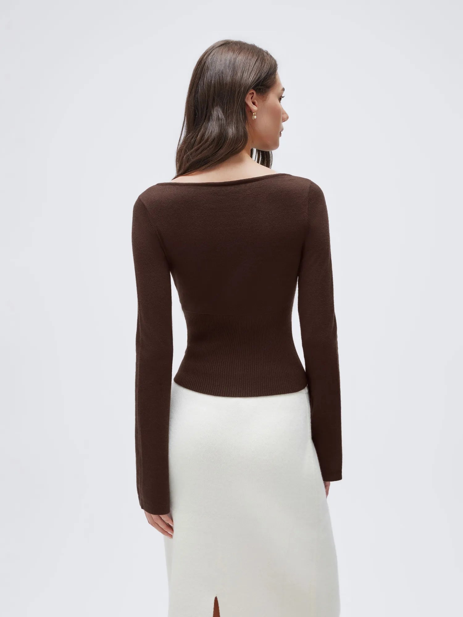 Cashmere Cinched Waist Boat Neck Bell Sleeve Sweaters-SUUKSESS-SUUKSESS