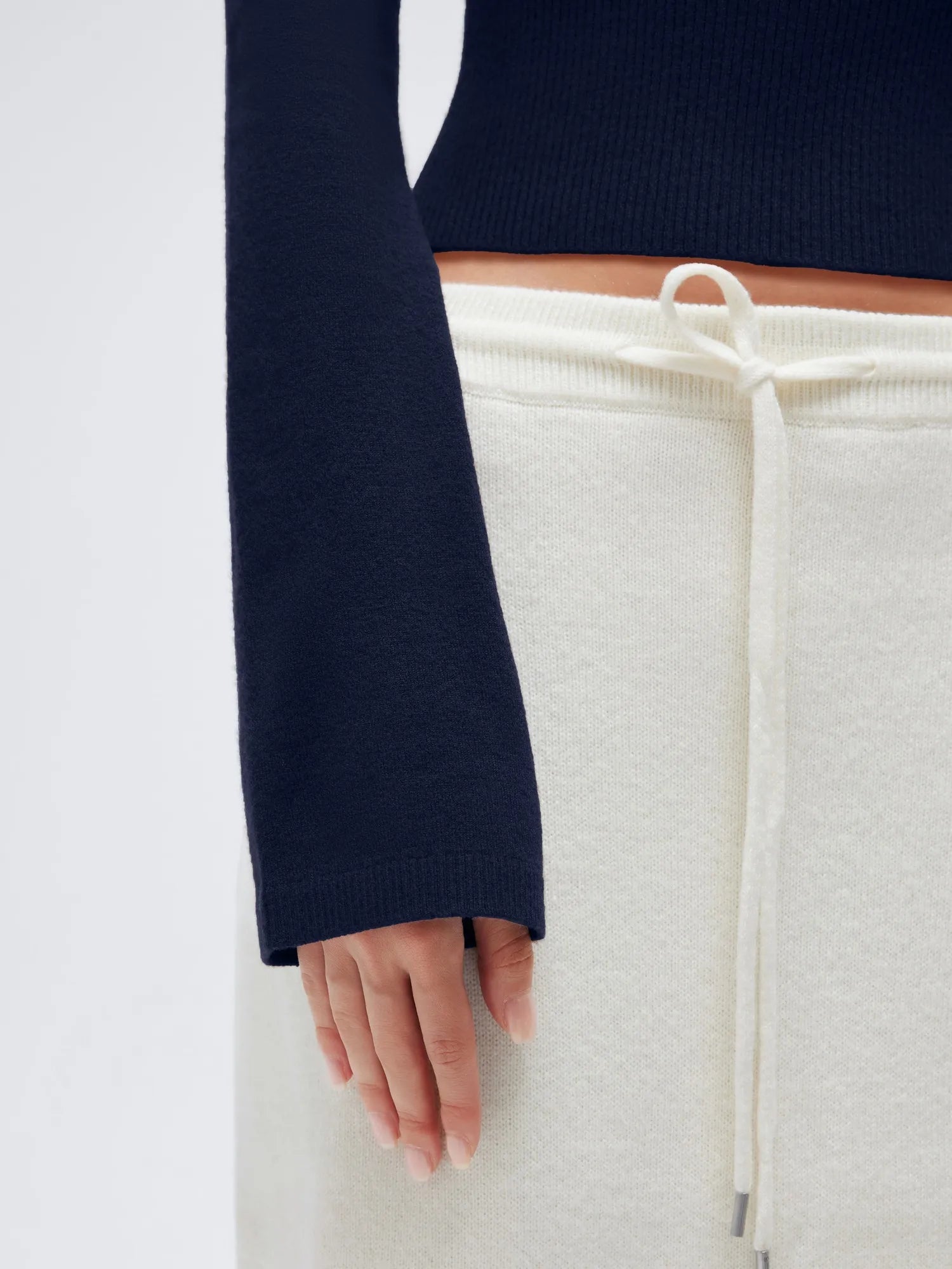 Cashmere Cinched Waist Boat Neck Bell Sleeve Sweaters-SUUKSESS-SUUKSESS