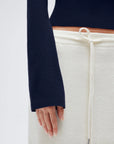 Cashmere Cinched Waist Boat Neck Bell Sleeve Sweaters-SUUKSESS-SUUKSESS