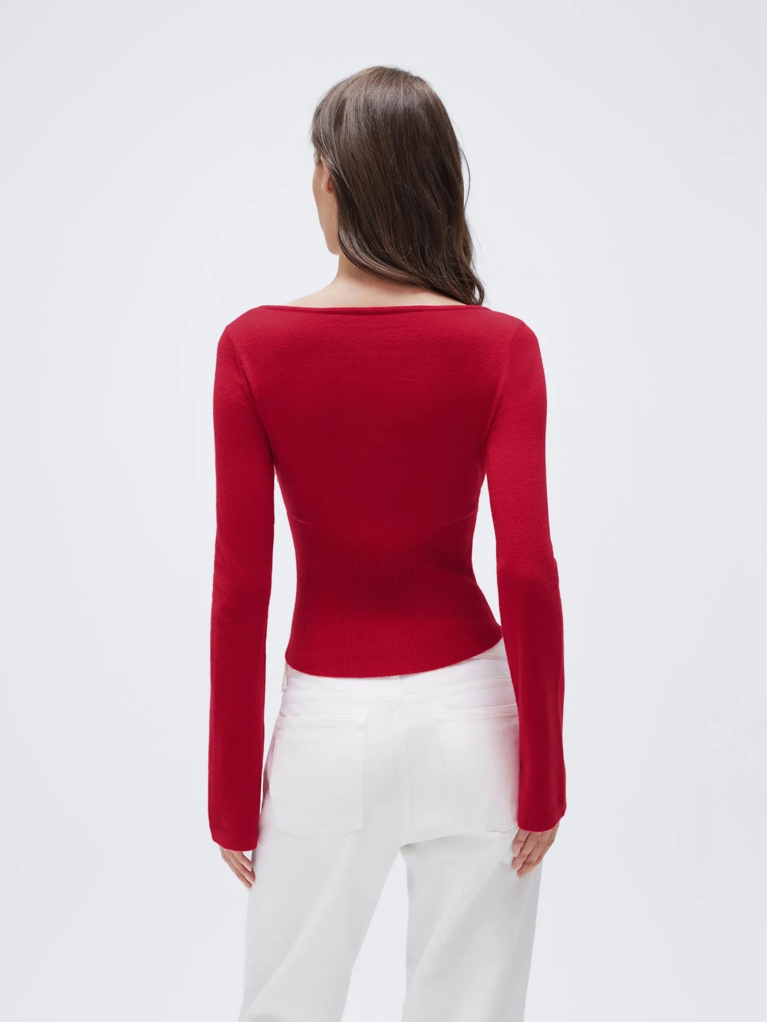 Cashmere Cinched Waist Boat Neck Bell Sleeve Sweaters-SUUKSESS-SUUKSESS