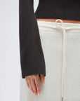 Cashmere Cinched Waist Boat Neck Bell Sleeve Sweaters-SUUKSESS-SUUKSESS