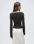 Cashmere Cinched Waist Boat Neck Bell Sleeve Sweaters-SUUKSESS-SUUKSESS