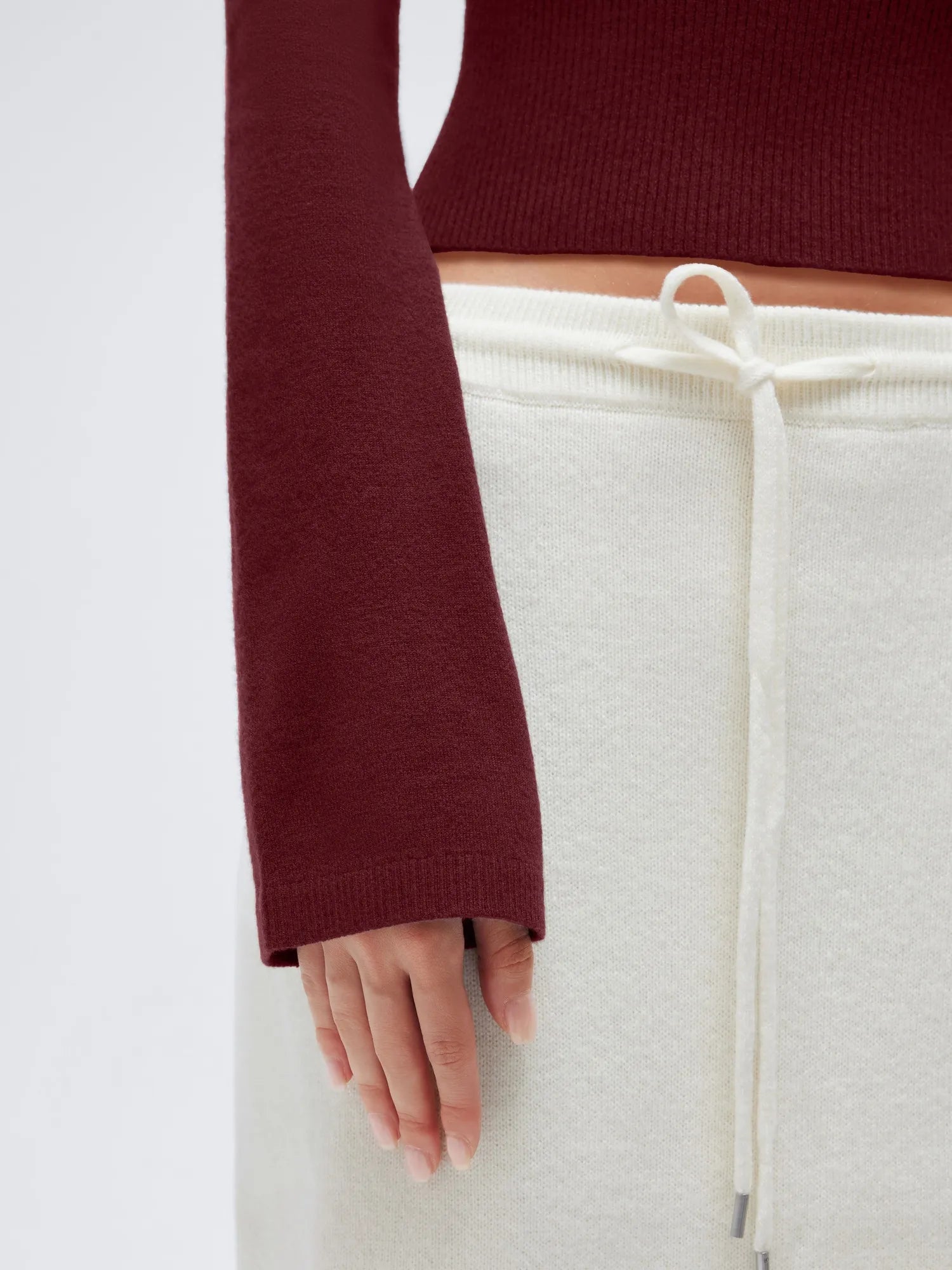 Cashmere Cinched Waist Boat Neck Bell Sleeve Sweaters-SUUKSESS-SUUKSESS