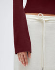 Cashmere Cinched Waist Boat Neck Bell Sleeve Sweaters-SUUKSESS-SUUKSESS