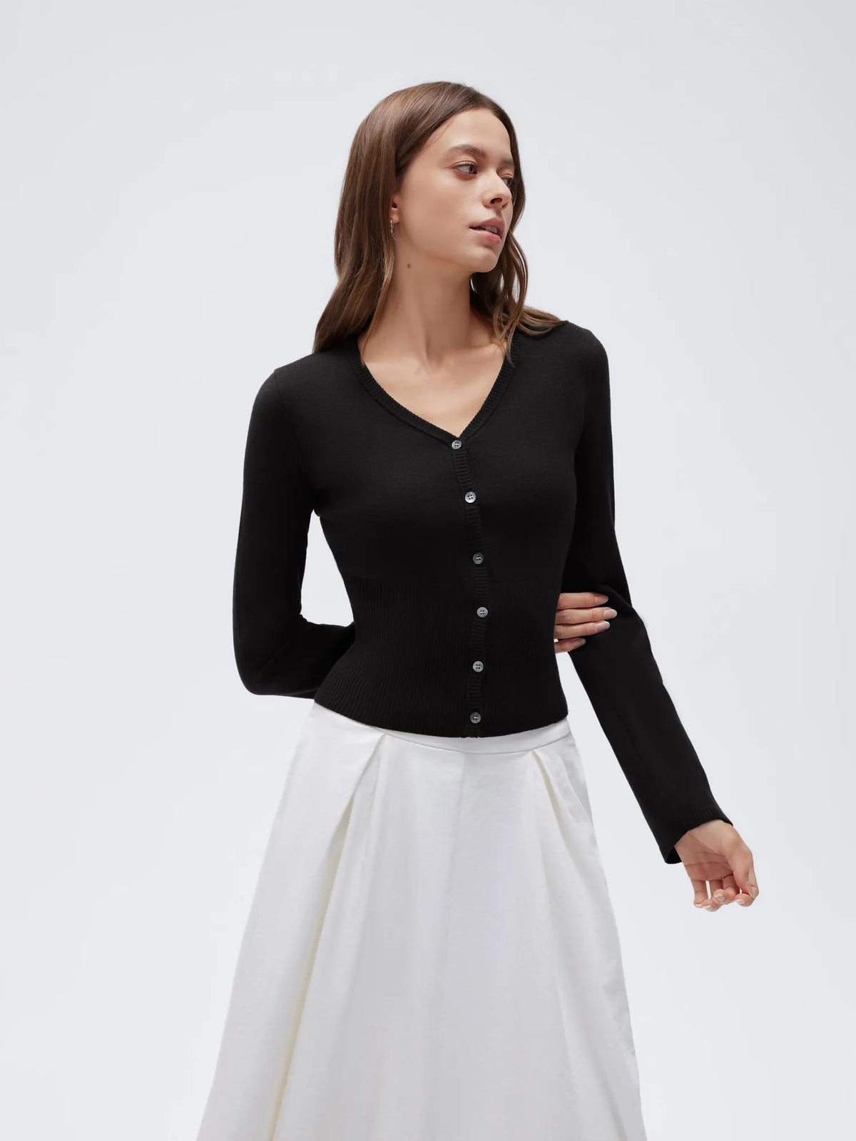Cashmere Fitted Waist Cardigan Sweater
