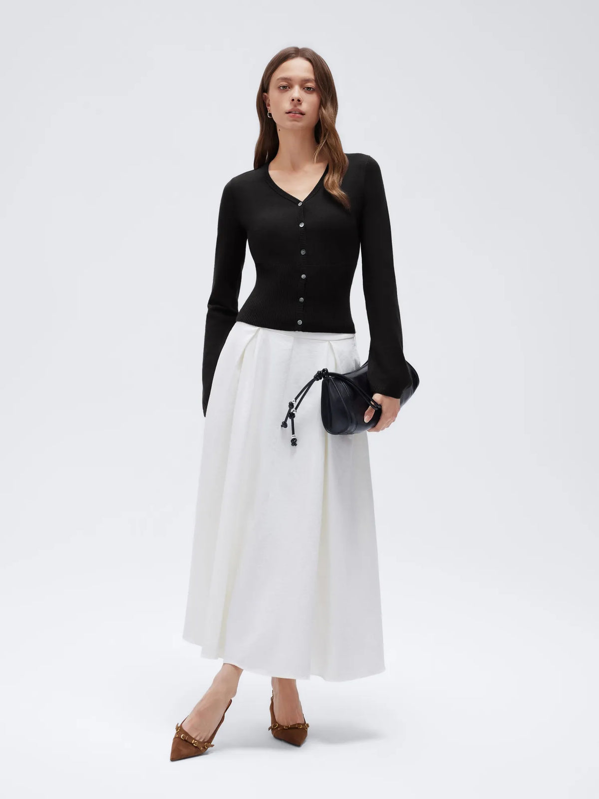 Cashmere Fitted Waist Cardigan Sweater
