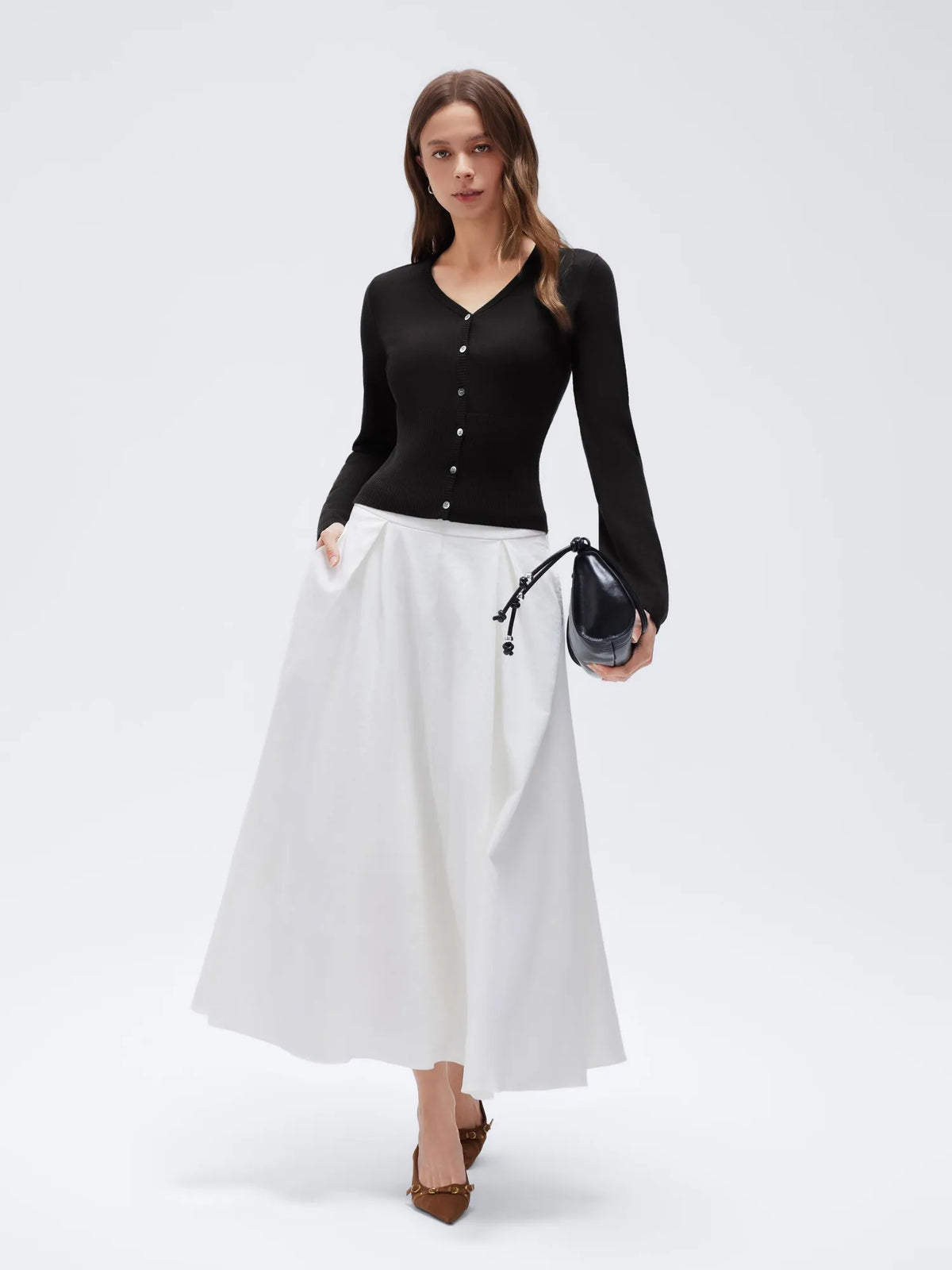 Cashmere Fitted Waist Cardigan Sweater