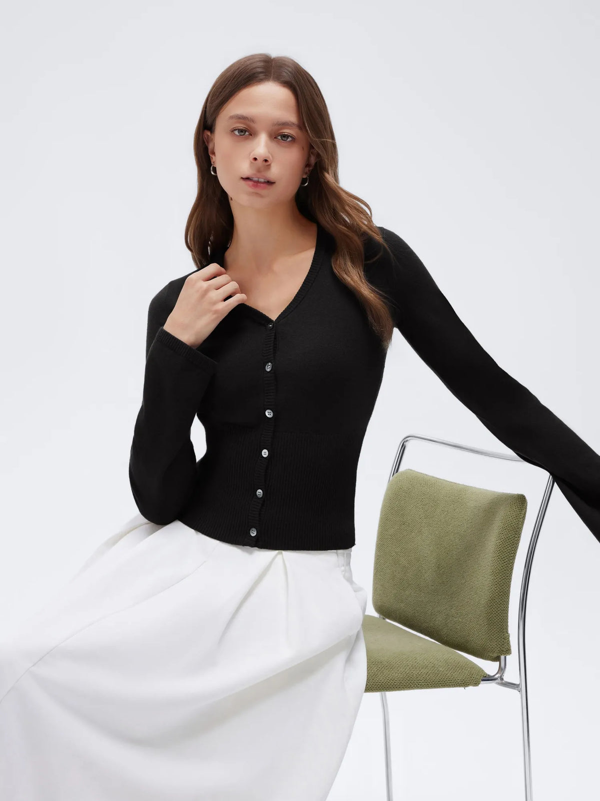 Cashmere Fitted Waist Cardigan Sweater