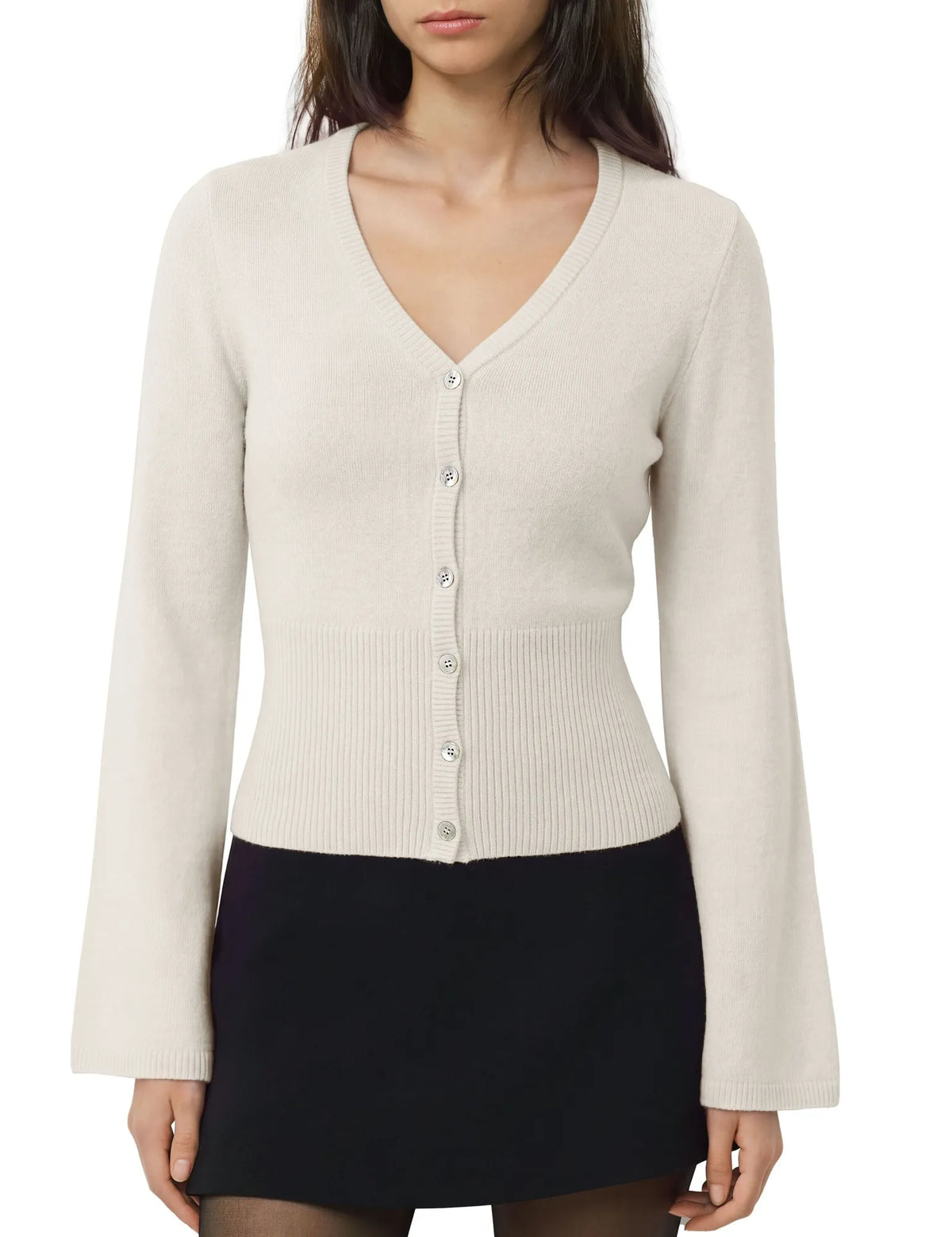 Cashmere Fitted Waist Cardigan Sweater