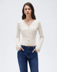 Cashmere Fitted Waist Cardigan Sweater