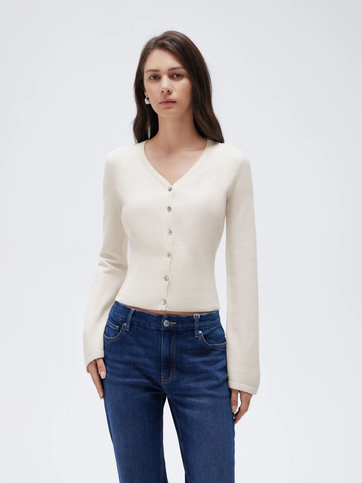 Cashmere Fitted Waist Cardigan Sweater