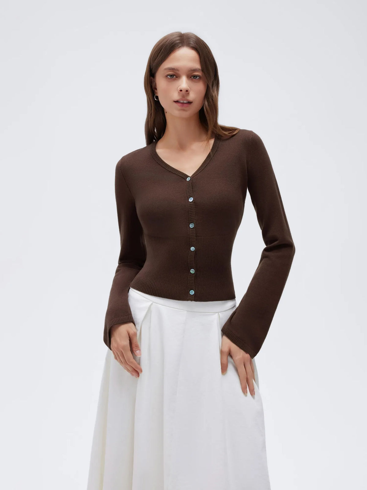 Cashmere Fitted Waist Cardigan Sweater