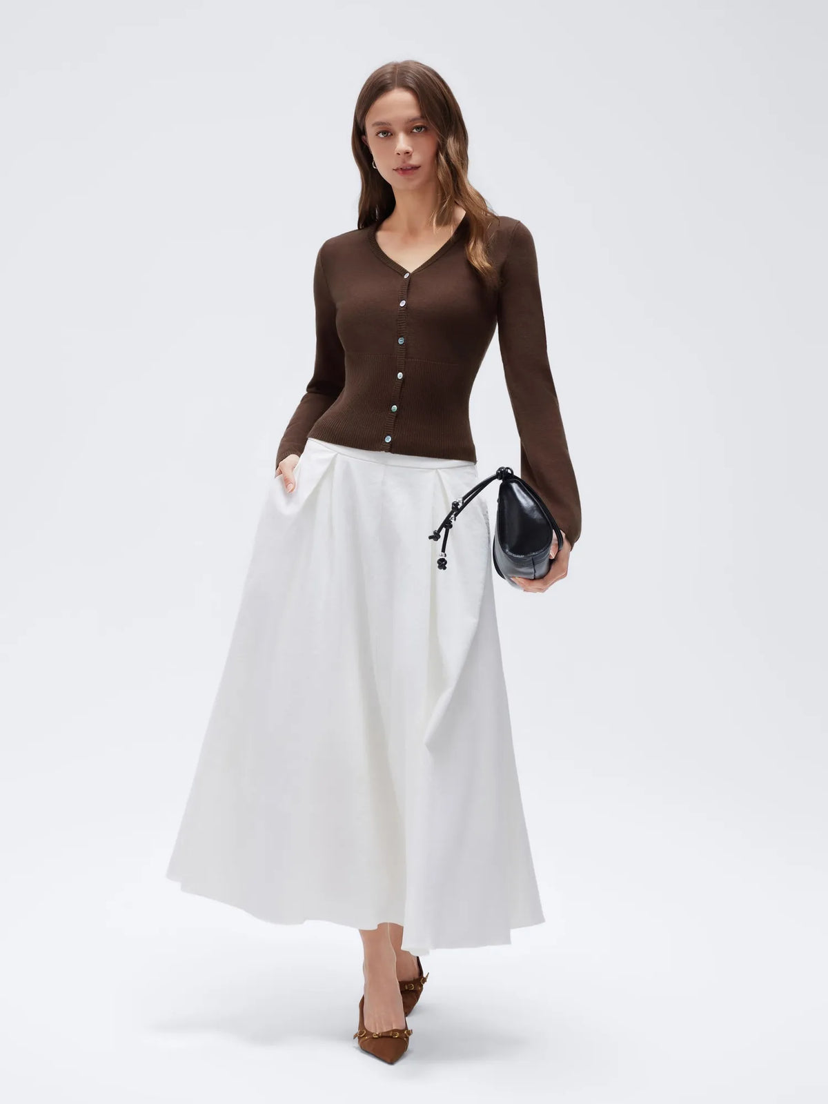 Cashmere Fitted Waist Cardigan Sweater