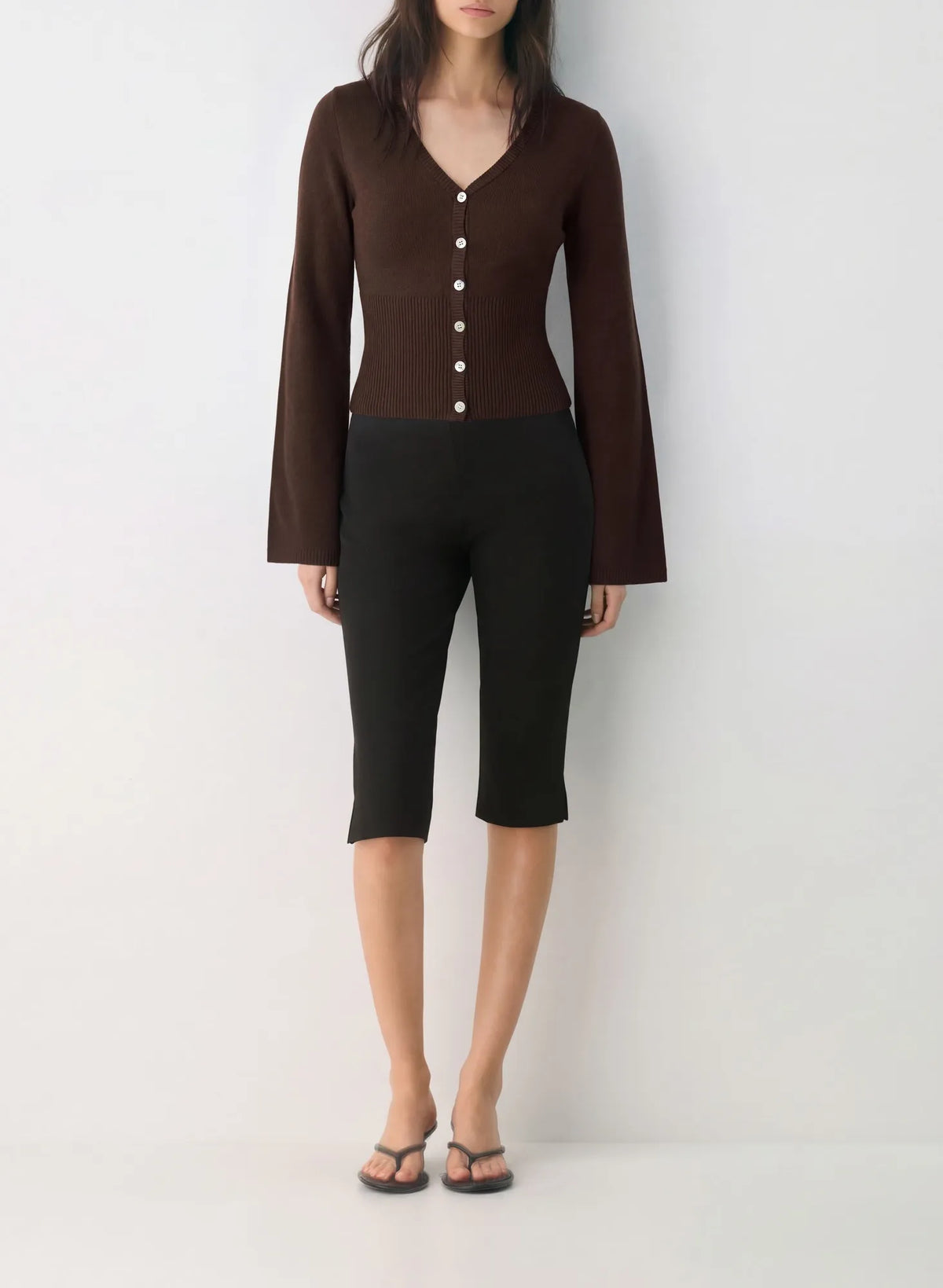 Cashmere Fitted Waist Cardigan Sweater