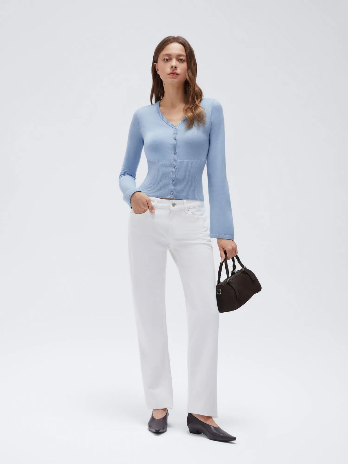 Cashmere Fitted Waist Cardigan Sweater