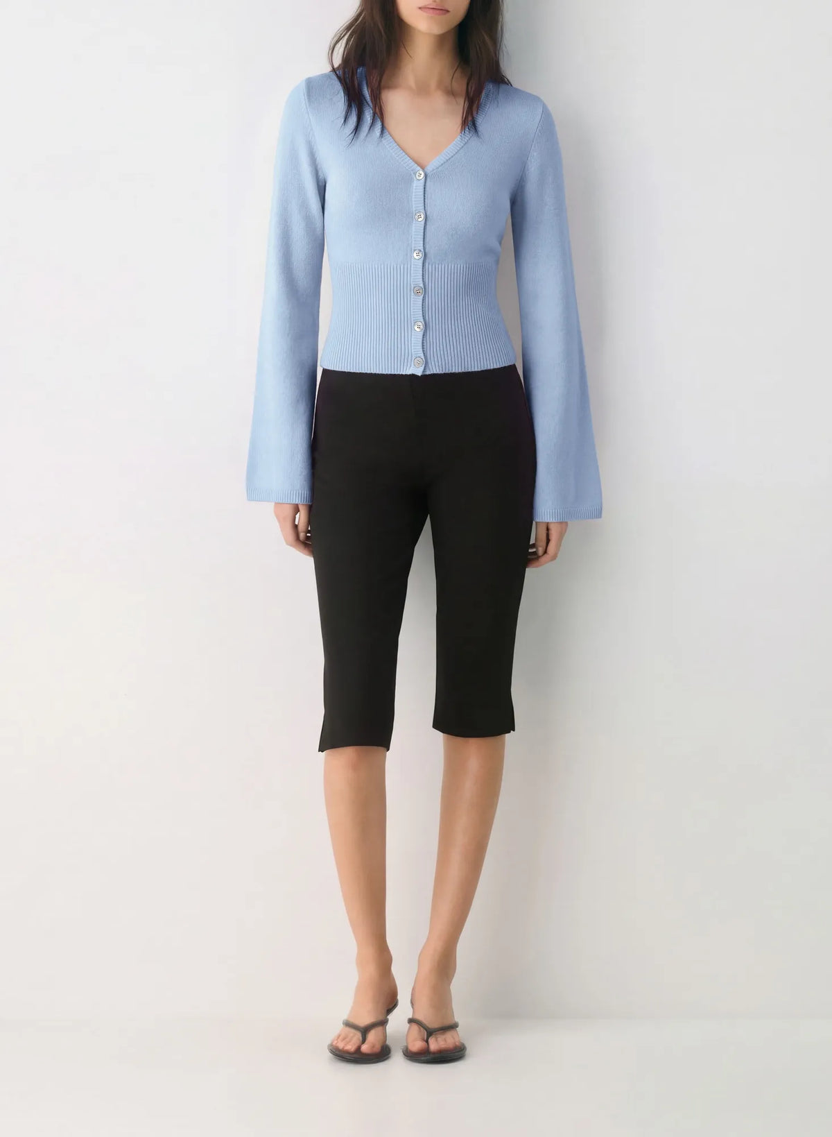 Cashmere Fitted Waist Cardigan Sweater