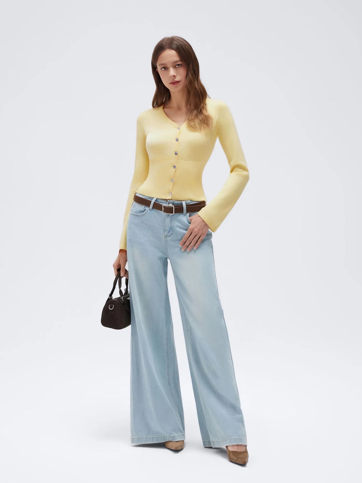 Cashmere Fitted Waist Cardigan Sweater