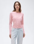 Cashmere Crewneck waistband Cardigan Sweater-SUUKSESS-Pink-XS-SUUKSESS