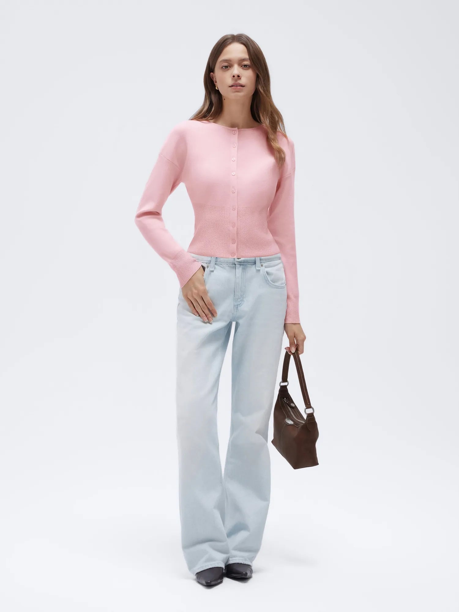 Cashmere Crewneck waistband Cardigan Sweater-SUUKSESS-SUUKSESS