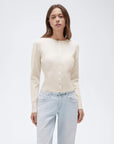 Cashmere Crewneck waistband Cardigan Sweater-SUUKSESS-Beige-XS-SUUKSESS