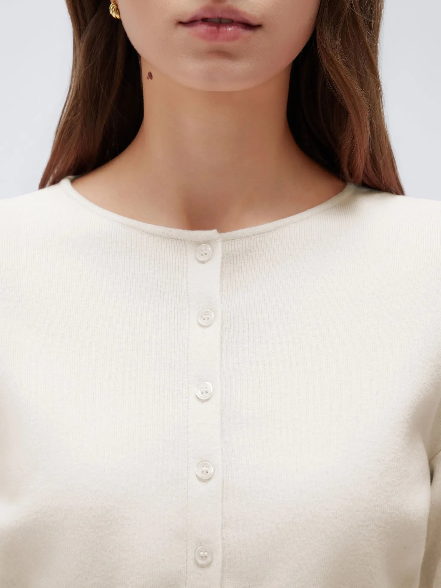 Cashmere Crewneck waistband Cardigan Sweater-SUUKSESS-SUUKSESS