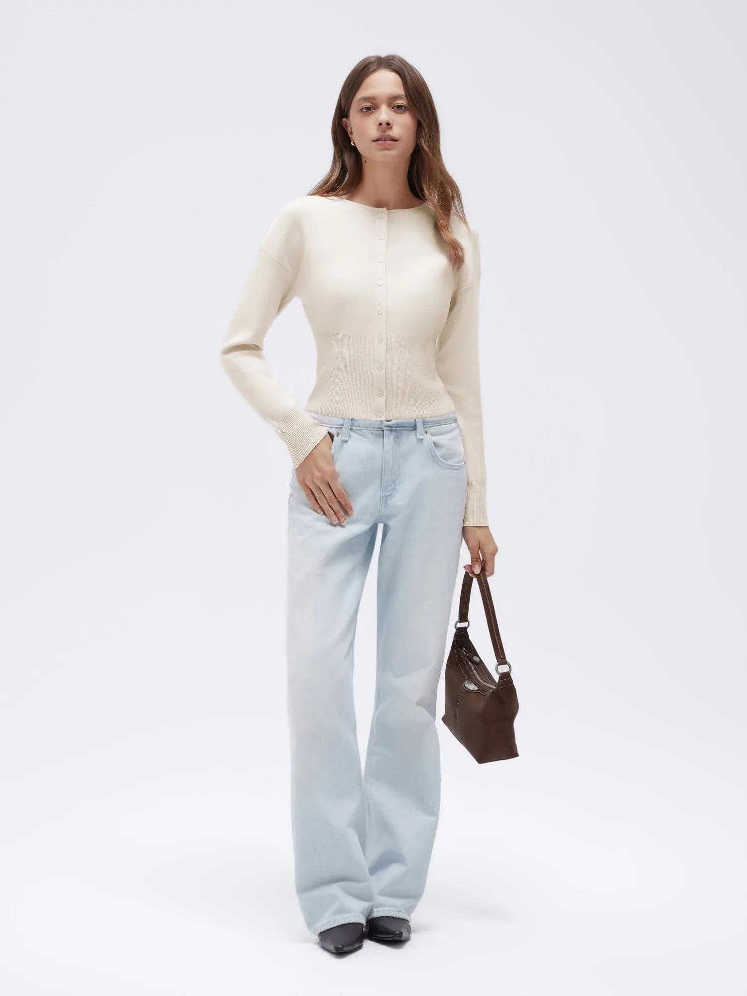 Cashmere Crewneck waistband Cardigan Sweater-SUUKSESS-SUUKSESS