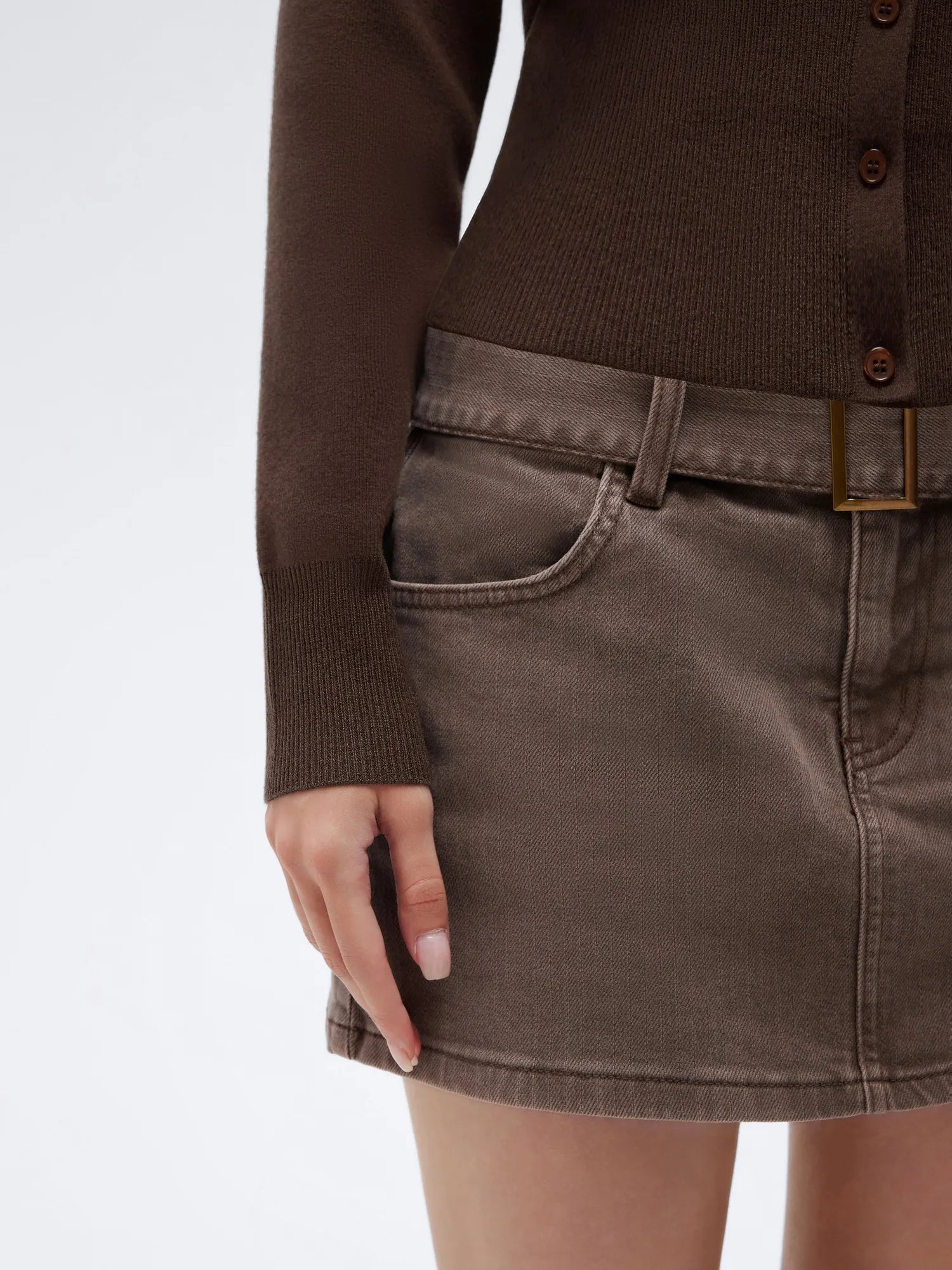 Cashmere Crewneck waistband Cardigan Sweater-SUUKSESS-SUUKSESS