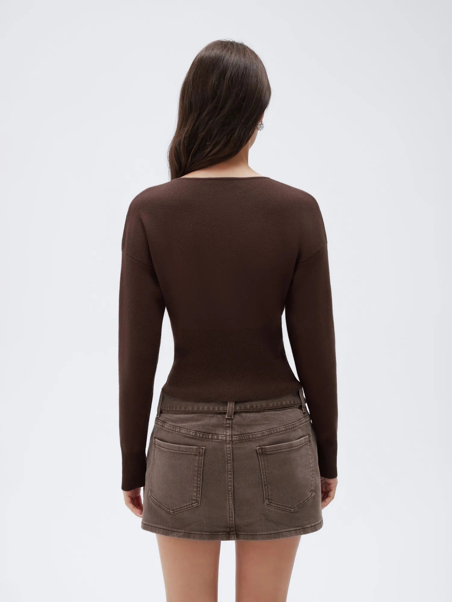 Cashmere Crewneck waistband Cardigan Sweater-SUUKSESS-SUUKSESS