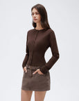Cashmere Crewneck waistband Cardigan Sweater-SUUKSESS-SUUKSESS