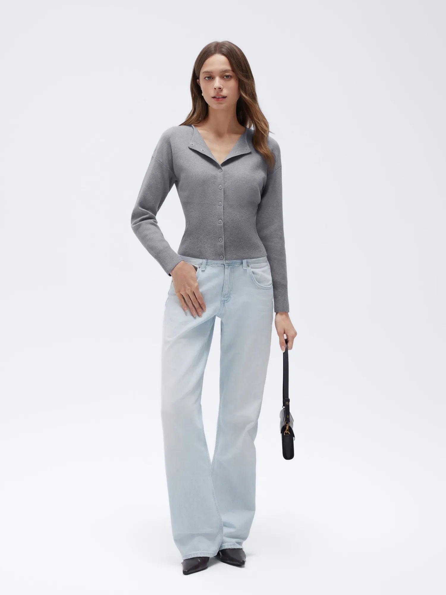 Cashmere Crewneck waistband Cardigan Sweater-SUUKSESS-SUUKSESS
