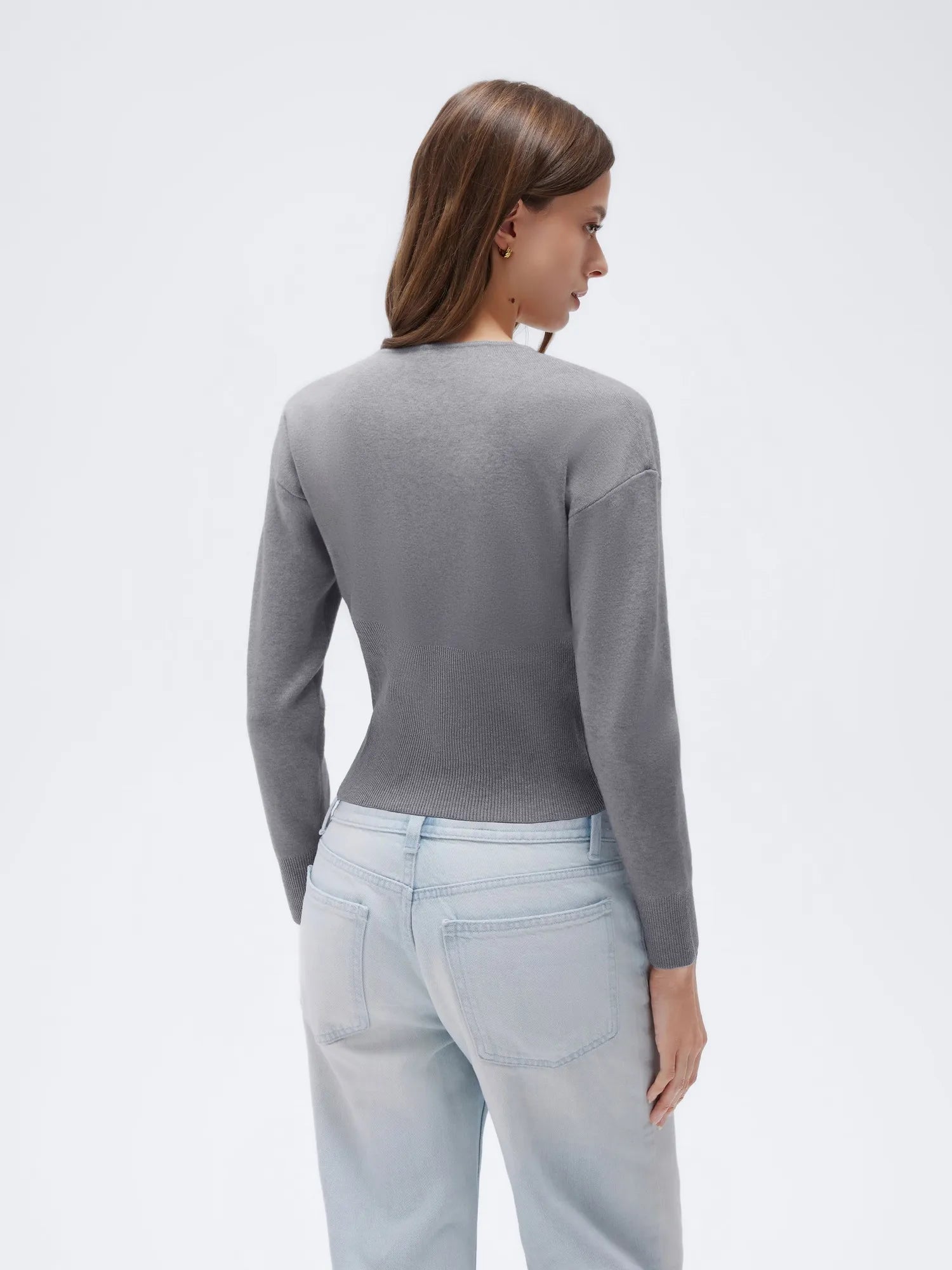 Cashmere Crewneck waistband Cardigan Sweater-SUUKSESS-SUUKSESS
