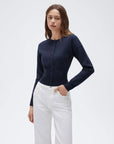Cashmere Crewneck waistband Cardigan Sweater-SUUKSESS-SUUKSESS