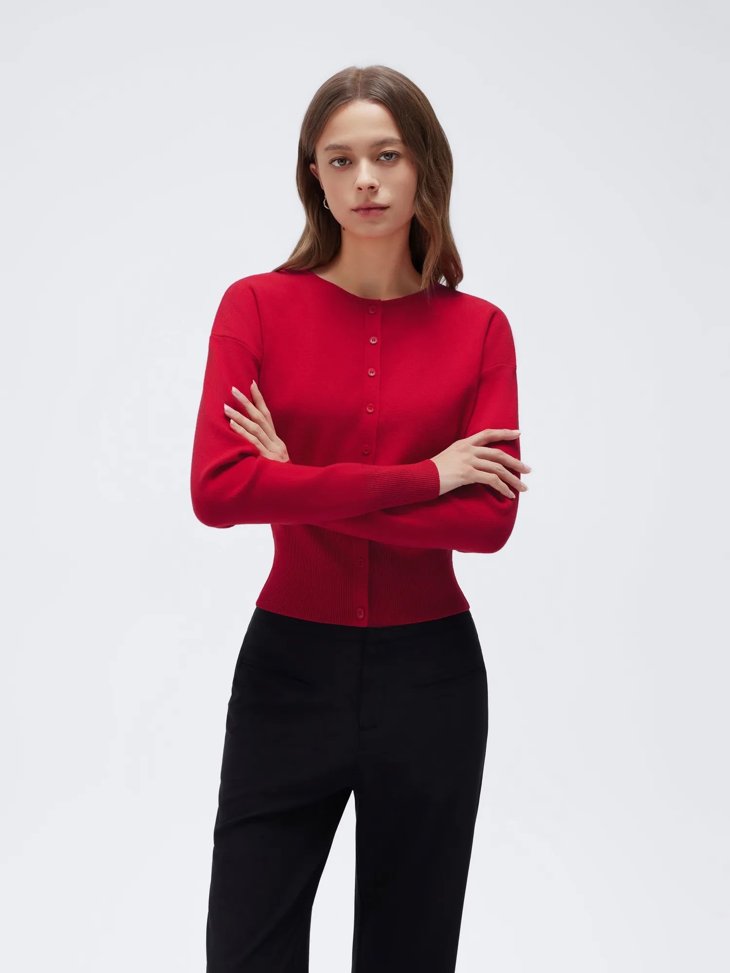 Cashmere Crewneck waistband Cardigan Sweater-SUUKSESS-SUUKSESS
