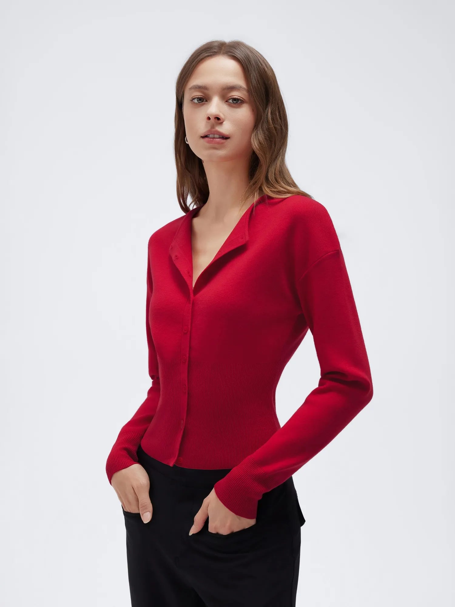 Cashmere Crewneck waistband Cardigan Sweater-SUUKSESS-SUUKSESS