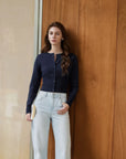 Cashmere Crewneck waistband Cardigan Sweater-SUUKSESS-SUUKSESS