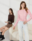 Cashmere Crewneck waistband Cardigan Sweater-SUUKSESS-SUUKSESS