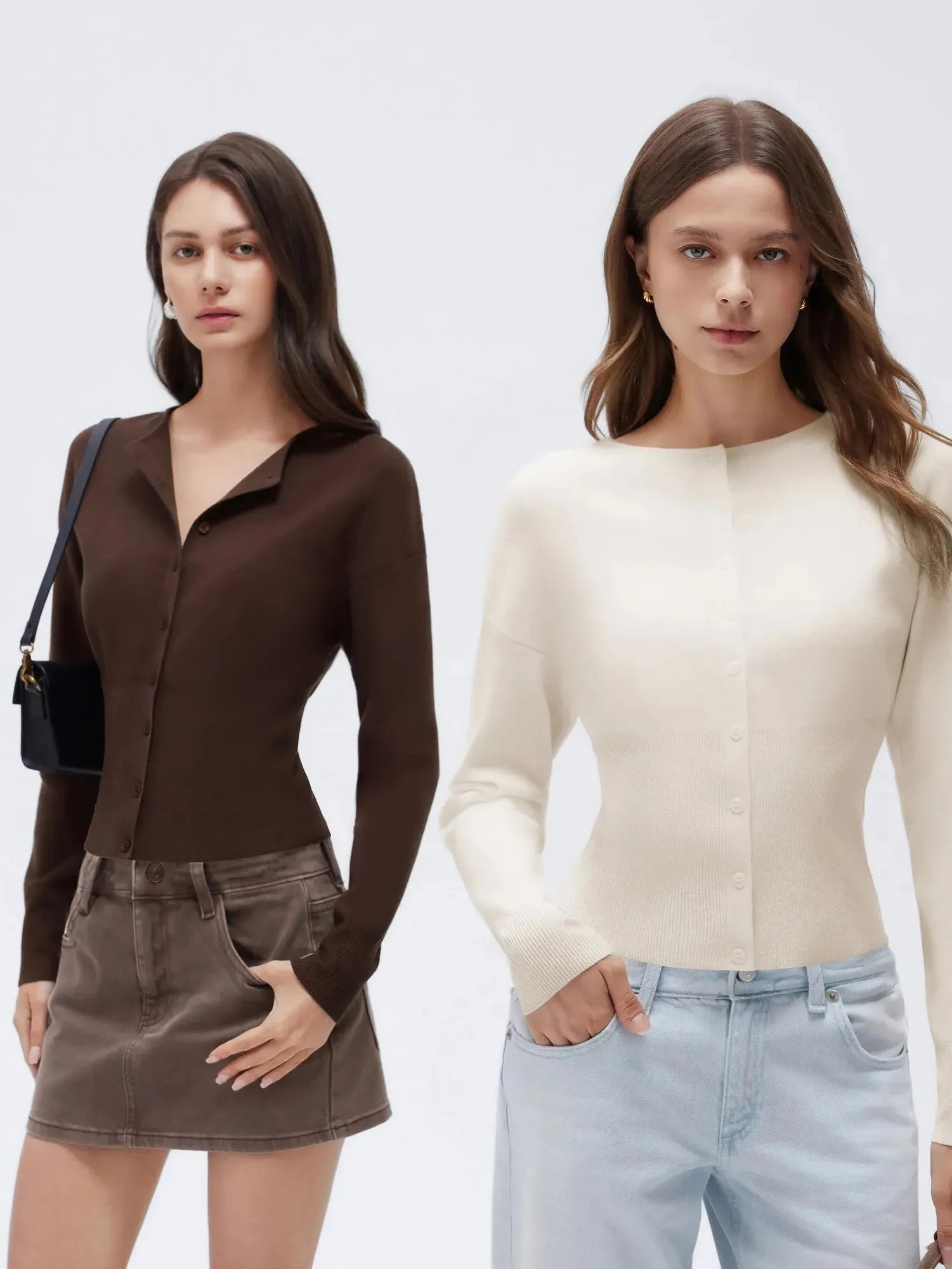 Cashmere Crewneck waistband Cardigan Sweater-SUUKSESS-SUUKSESS