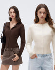 Cashmere Crewneck waistband Cardigan Sweater-SUUKSESS-SUUKSESS