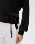 Wool V Neck Tie Waist Sweater - Long Sleeve-SUUKSESS-SUUKSESS