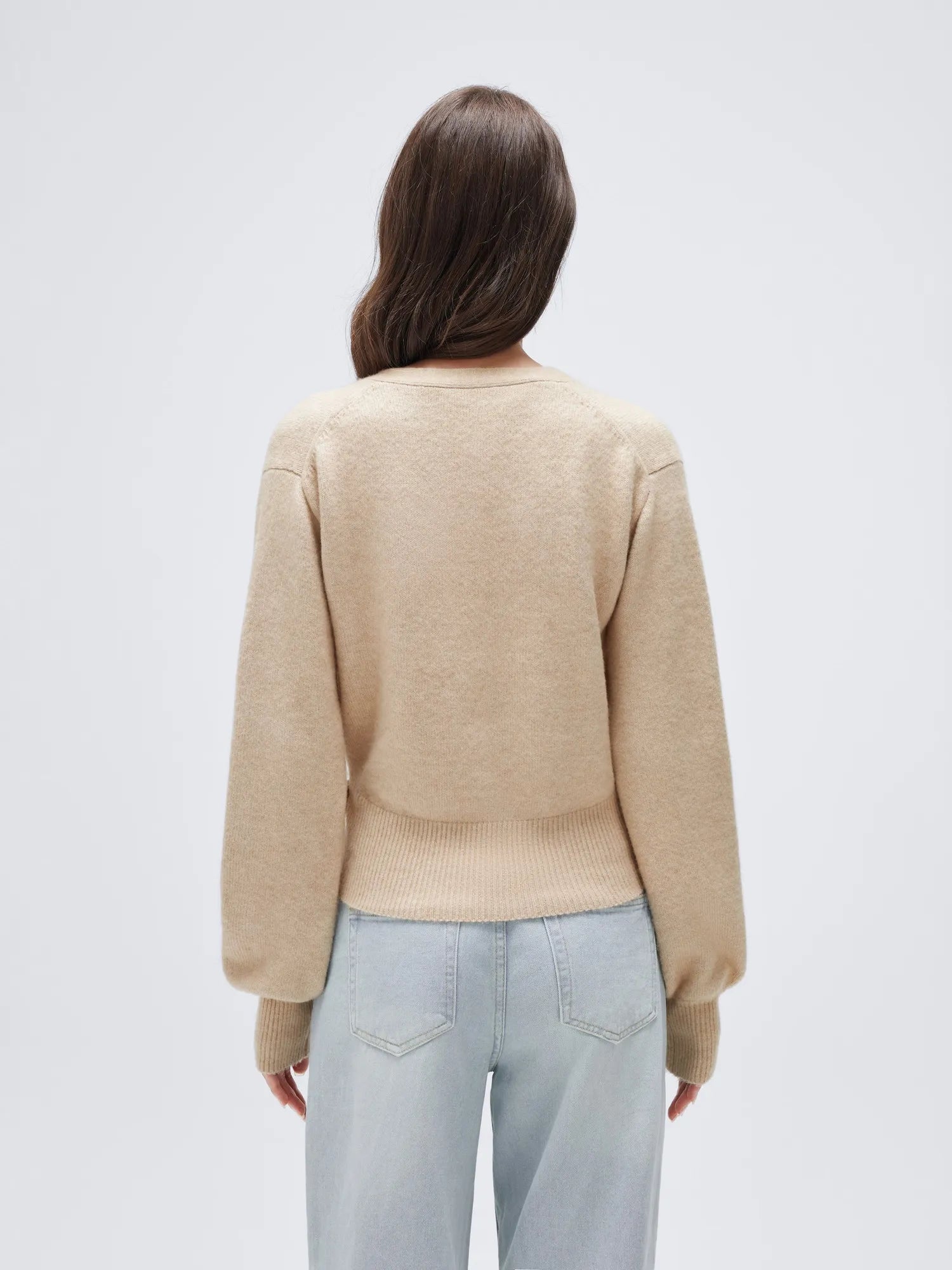 Wool V Neck Tie Waist Sweater - Long Sleeve-SUUKSESS-SUUKSESS