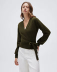 Wool V Neck Tie Waist Sweater - Long Sleeve-SUUKSESS-SUUKSESS