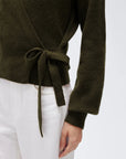 Wool V Neck Tie Waist Sweater - Long Sleeve-SUUKSESS-SUUKSESS