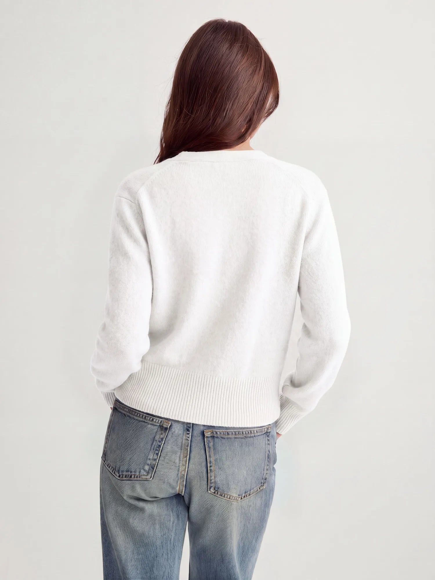 Wool V Neck Tie Waist Sweater - Long Sleeve-SUUKSESS-SUUKSESS